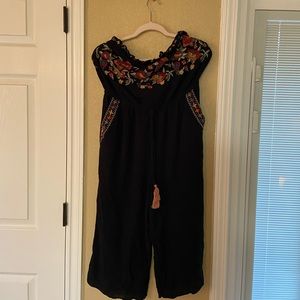 Strapless floral jumpsuit